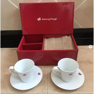เซต แก้วกาแฟ แก้วชา พร้อมที่รองแก้ว 2 SET (4 ชิ้น) พร้อมกล่อง ทนความร้อนได้ดี เข้าไมโครเวฟได้ ของใหม่ มือ 1