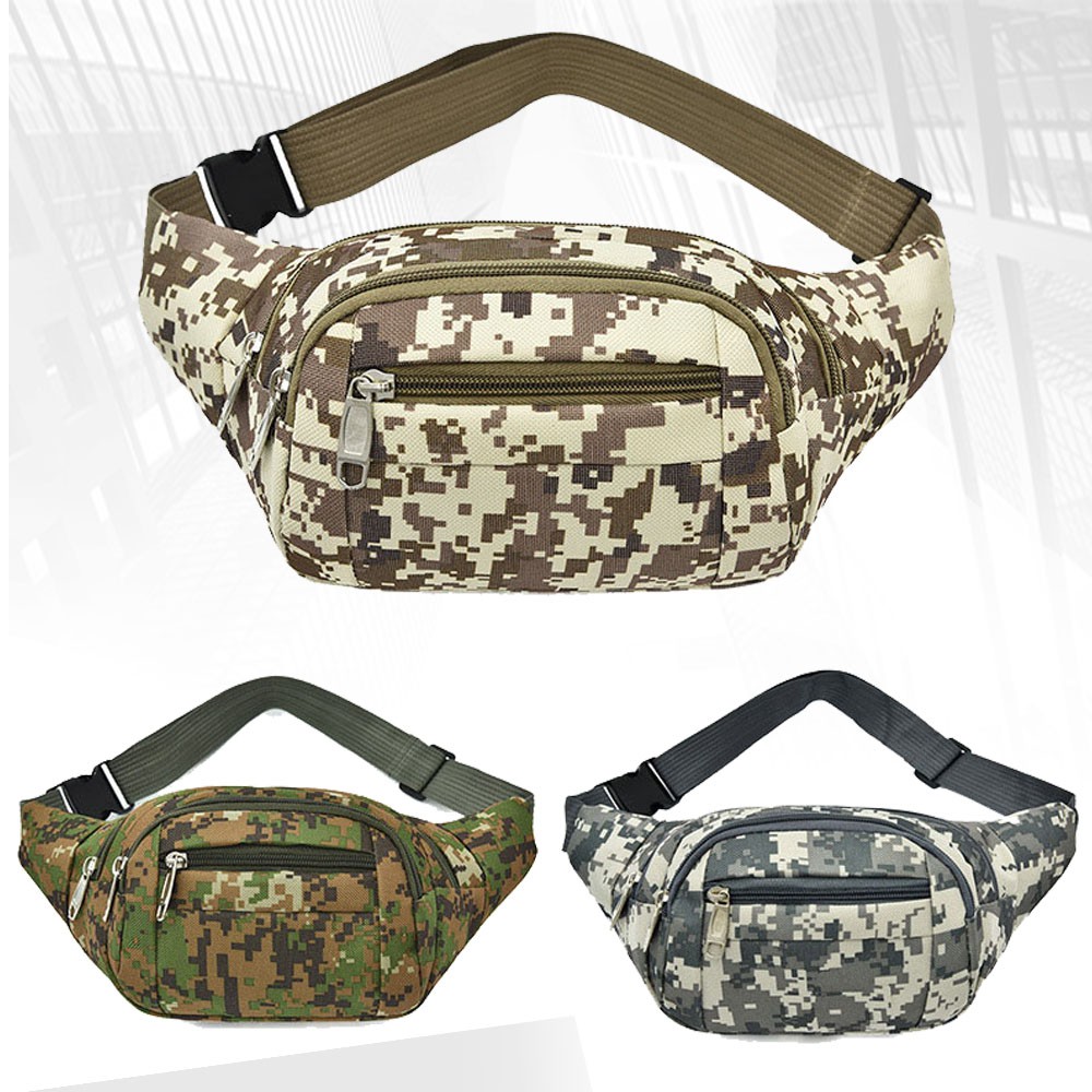 (w36)กระเป๋าคาดอกคาดเอว ซิปเยอะ หนา ลายพลางดิจิตอล vgetbag