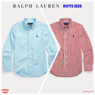 RALPH LAUREN STRIPED COTTON POPLIN SHIRT ( BOYS SIZE 8-20 YEARS )