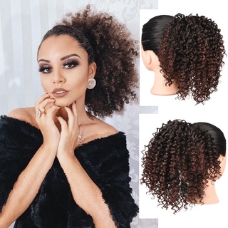 Afro Kinky Curly Synthetic Ponytail Puff Hair Bun Ponytail Hair Extension Drawstring Short Afro Pony Tail Clip in on Hair Bun