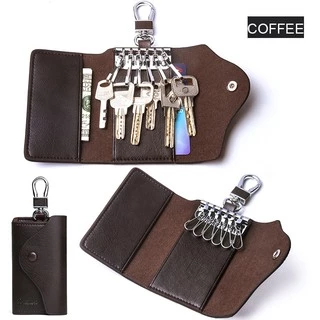 CONTACT'S Men กระเป๋าสตางค์หนังแท้ขนาดเล็ก Key Holder พวงกุญแจกระเป๋า Key Case พร้อมช่องใส่การ์ด
