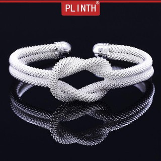 PLINTH สร้อยข้อมือเงินแท้ 925 แฟชั่นที่ผูกปมทอเปิดตาข่ายทอ1829