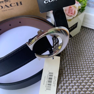 🎀 เข็มขัดผู้หญิง สีดำ หัวซีสีเงิน 83960 Coach BUCKLE BELT, 25 MM