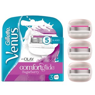 Gillette Venus ComfortGlide with Olay Sugarberry Womens Razor Blade Refills 3 Count ใบมีดโกนรีฟิลรุ่นพิเศษพร้อมครีมโอเล