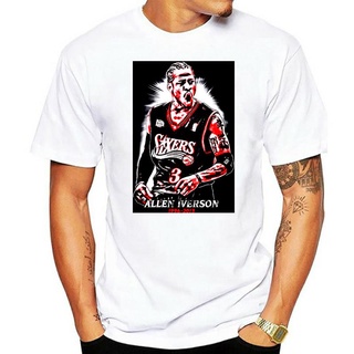 เสื้อยืดแขนสั้นลําลอง ผ้าฝ้าย พิมพ์ลาย Allen Iverson แฟชั่นบอททอม สําหรับผู้ชายS-5XL