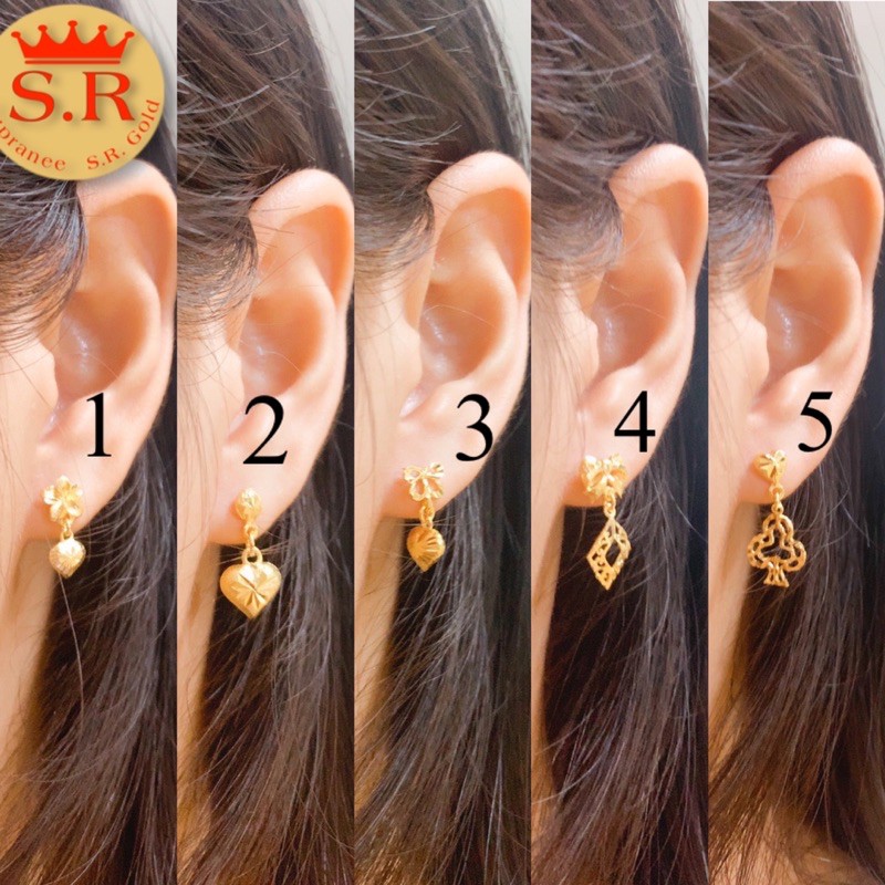 ต่างหูห้อยจี้ หุ้มทองคำแท้ byสุปราณีเอสอาร์โกลด์ (SR73)