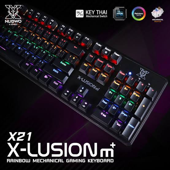NUBWO X21M+ X-LUTION คีย์บอร์ดแมคคานิคอล ปุ่มโอเทมุออพติคอลสวิตช์ Gaming Keyboard Mechanical (คีย์ไทยอังกฤษ)