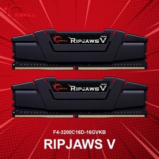 RAM (แรม) G.SKILL 16GB (8GBx2) DDR4/3200 RIPJAWS V (F4-3200C16D-16GVKB) ประกันตลอดชีพ