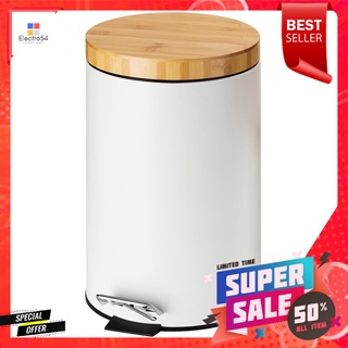 ถังขยะเหยียบกลม ACCO SYLVAN ขนาด 12L สีขาวฝาไม้ROUND DUSTBIN PEDAL ACCO SYLVAN 12L WHITE