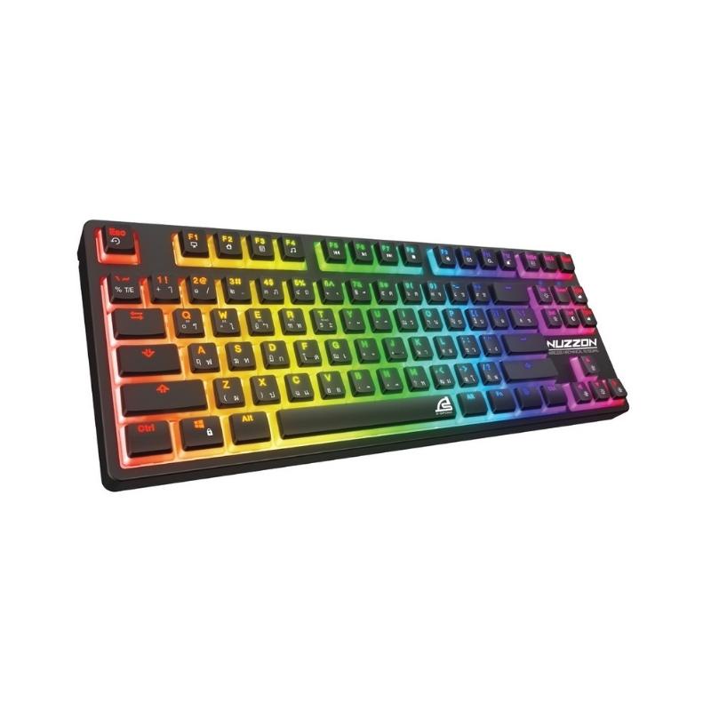 KEYBOARD (คีย์บอร์ดไร้สาย) SIGNO KB-751 NUZZON (มี2สี BLACK|WHITE) (มี2ปุ่ม BLUE/RED SWITCH) RGB LED ประกัน 2ปี