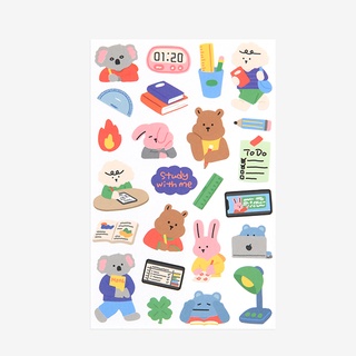 My Buddy Sticker - 30 Study with me สติ๊กเกอร์สัตว์น้อยแสนน่ารัก จาก Dailylike ลิขสิทธิ์แท้