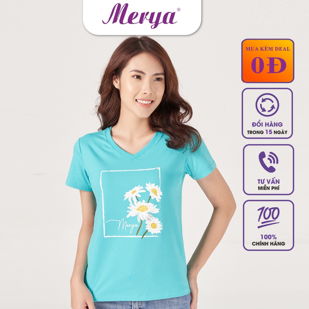 เสื้อยืดผู้หญิงคอเต่าแขนสั้นผ้าฝ้าย Merya TSC0421(H3)