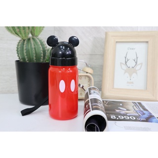 Water Bottle กระติกน้ำสำหรับเด็ก มีสายคล้องและหลอด Mickey Mouse JPQuality 350ml 6x18cm 4973307160271