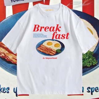 (🔥พร้อมส่ง🔥) เสื้อ Break fast ผ้าCotton 100% มีสองสี และ OVERSIZE SheShirts