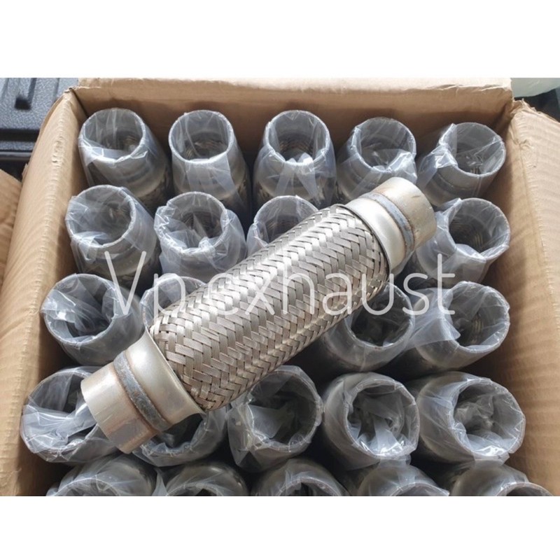 ข้ออ่อน ข้อต่อ ข้ออ่อนท่อไอเสีย ขนาด 2″×8″ แบบ3ชั้น สายถักด้านนอกด้านใน