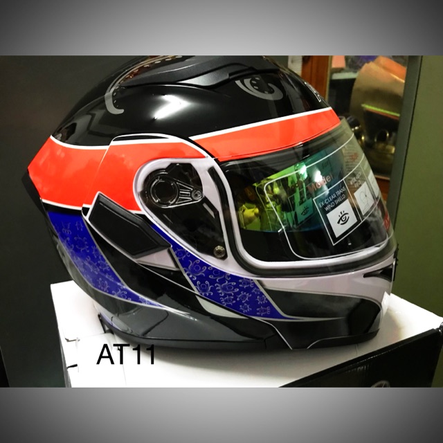 หมวกกันน็อคเต็มใบ หุ้มคาง แว่น2ชั้น AT11