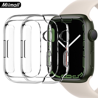 Miimall เคสใส เข้ากันได้ apple Watch Series 7 45mm/41mm เคสกันกระแทกแบบแข็ง น้ําหนักเบากรอบวัสดุ แข็งแรง สําหรับแอปเปิ้ลวอช 7 41 มม. 45 มม.