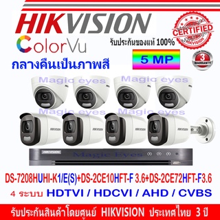 HikvisionColorVu5MPรุ่นDS-2CE10HFT-F3.6(4)+DS-2CE72HFT-F3.6(4)+DVRรุ่นDS-7208HUHI-K1/E(S)(1)