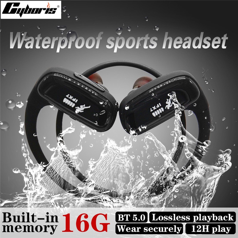 Cyboris Running Riding Sports Earphone Waterproof Wireless 16GB Mp3 Player Bluetooth Headset 12Hours for iPhone Xiaomi H