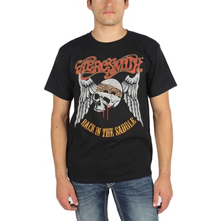 ROUND คอลูกเรือเสื้อยืดผู้ชาย aerosmith back in the saddle สีดำ plus size clic sportwear ของขวัญวันเกิดวันพ่อ-4XL