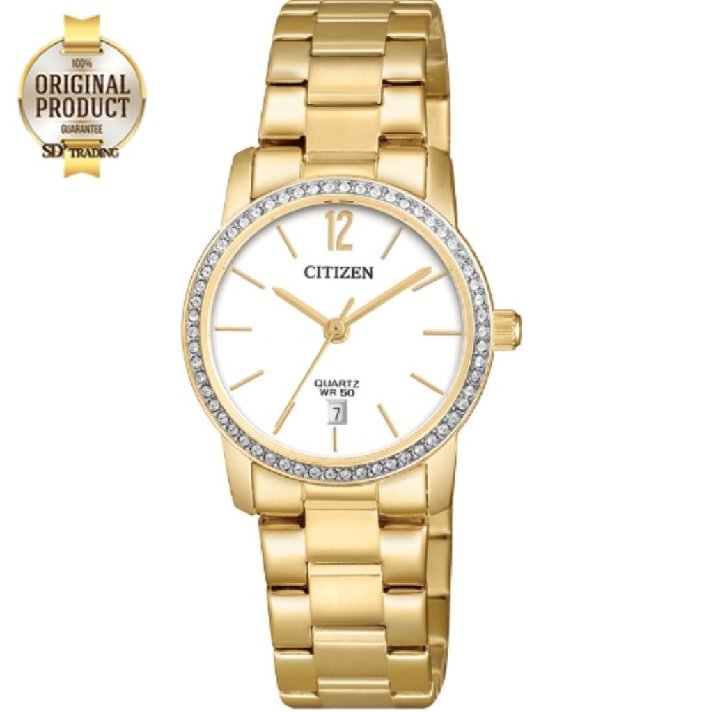 CITIZEN Quartz Crystal Ladies Watch รุ่น EU6032-85A - Gold