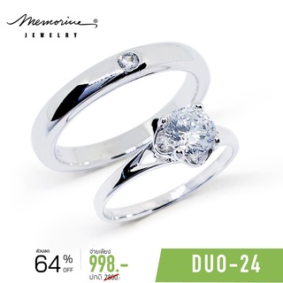 Memorine Jewelry แหวนคู่รักเงินแท้ 925 ฝังเพชรสวิส (CZ) : DUO-24