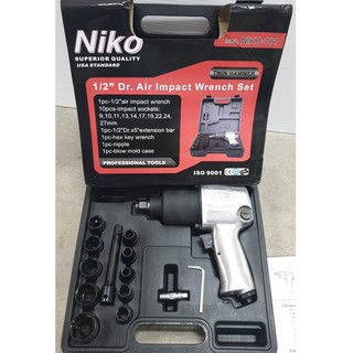 บล็อคลม 1/2" NIKO NIKO-101 พร้อมลูกบล็อคและข้อต่อ 11ชิ้น