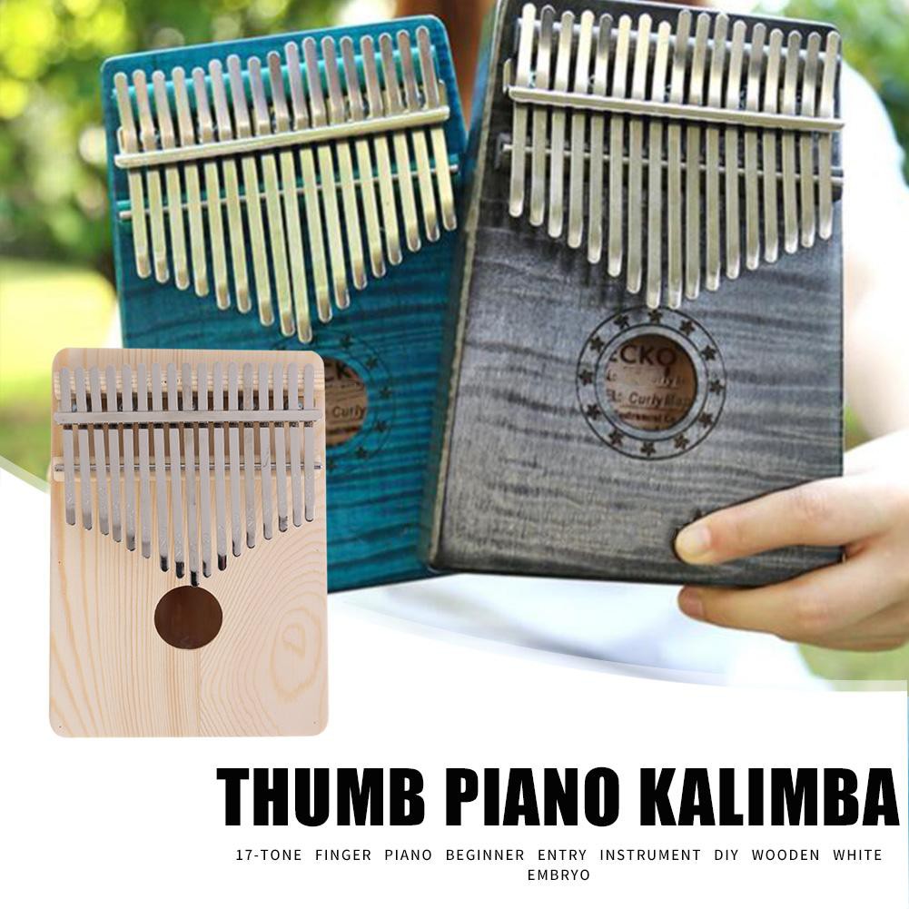 เปียโนนิ้ว 17 Key Kalimba Thumb Finger Piano African DIY Wooden White ...