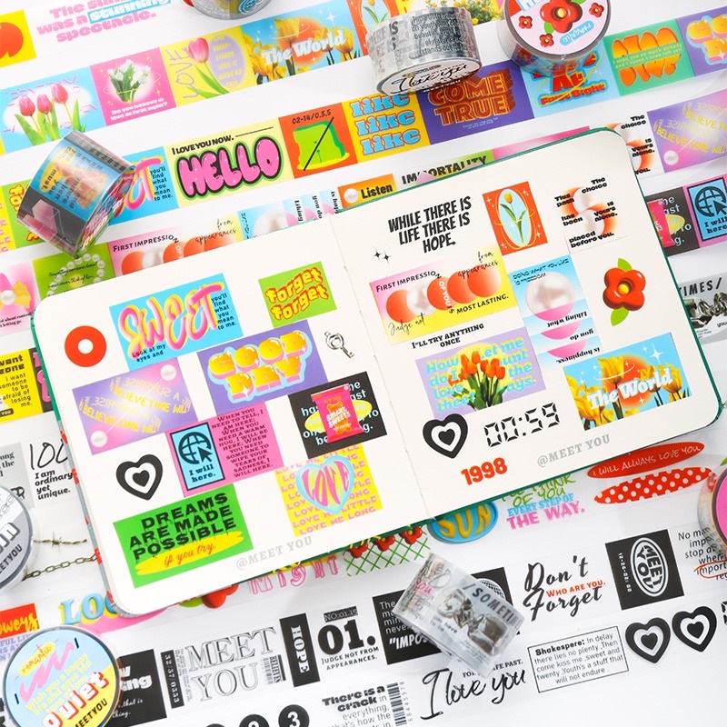 💥ล้างสต๊อก💥(353)สติกเกอร์เทปแนว cool kids สีสดใส - รูปที่ 2