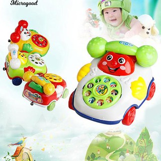 รถยนตร์พัฒนาการเรียนการสอน Cartoon Face Toy Phone Car