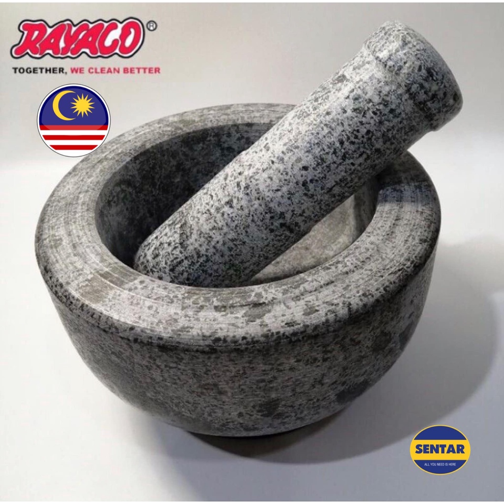 STONE MORTAR และ PESTLE / LESUNG BATU Granite Stone Mortar และสาก Penumbuk Lesung Batu Guacamole Sal