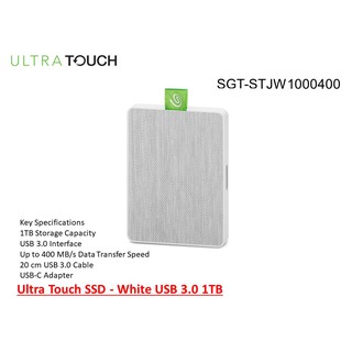 Seagate 1TB Ultra Touch USB-C &amp; USB 3.0 External SSD White Woven Fabric (STJW1000400)