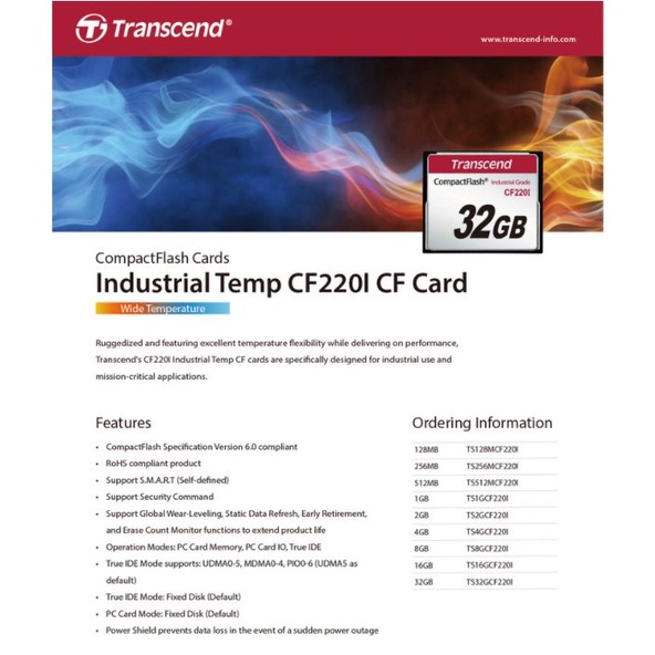 Transcend CompactFlash Card 512MB CF Industrial Card รับประกัน 3 ปี ...