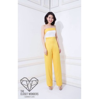 Kayla Jumpsuit in Yellow x White