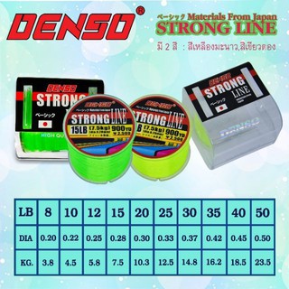 เอ็นตกปลา Denso " STRONG LINE " 
สีเหลืองมะนาว &amp; สีเขียวตอง