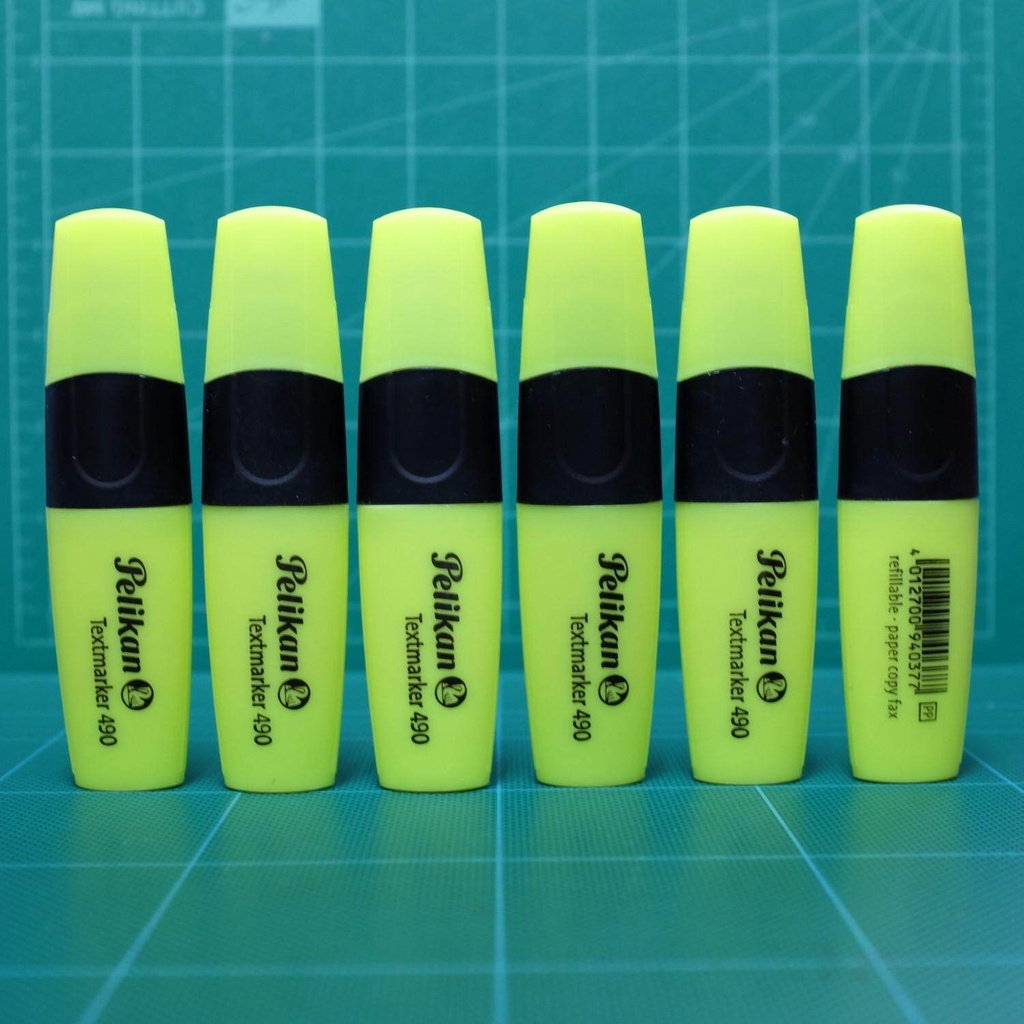 ปากกาเน้นข้อความ ไฮไลท์ สะท้อนแสง พีลีแกน Pelikan Textmarker 490 สีเหลือง (1ชุด/6ด้าม)