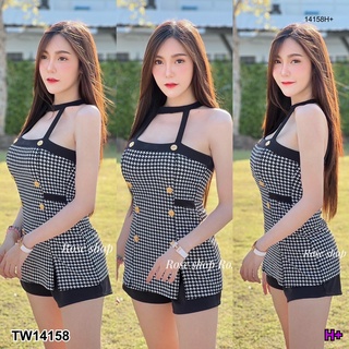 J14158 Set 2 ชิ้น เสื้อสายเดี่ยว + กางเกงขาสั้น Set of 2 pieces, one-piece top + shorts