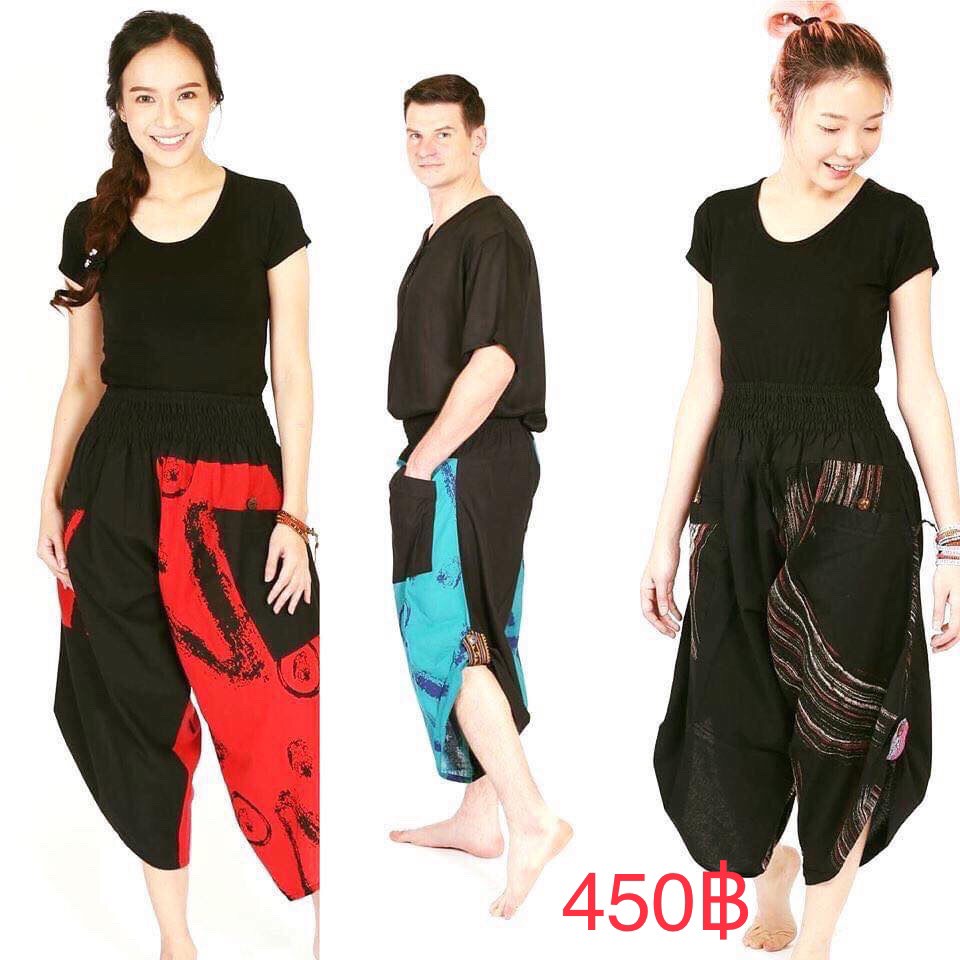 กางเกงซามูไร เอวยางยืด Samurai pants elastic waist (Unisex)