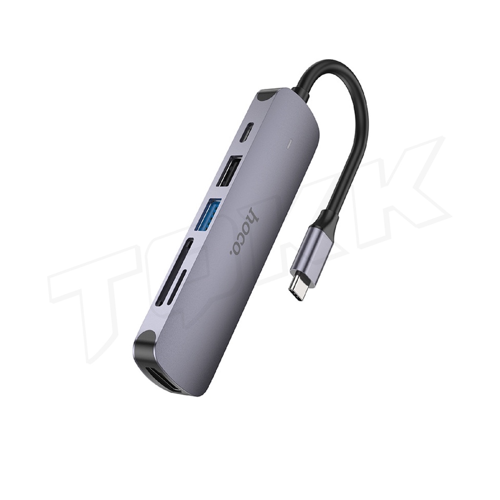 Hoco HB28 Easy display HUB ตัวแปลง Type-C เป็น HDTV+ USB3.0 + USB2.0 + SD + TF + PD อะแดปเตอร์ 6 in 1