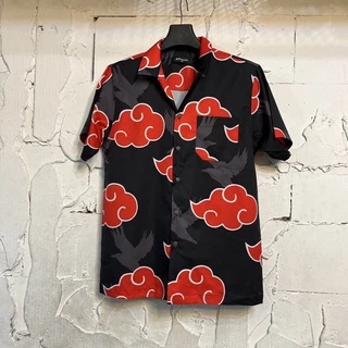 ฮาวายนารูโตะแสงอุษาสีแดง เนื้อผ้าไหมซาตินอิตาลี่💯%ไซส์ m l xl 2xl 3xl 4xl ผ้านิ่มสวมใส่สบายไม่ร้อน ใส่ได้ทั้งชายและหญิง