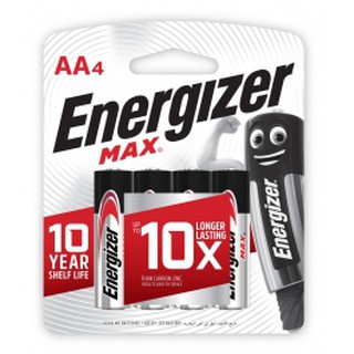 ถ่าน 2A Alkaline (E91) Pack4 Energizer(USA)แท้ มีมอก. MAX (แพ็ค4ก้อนละ)
