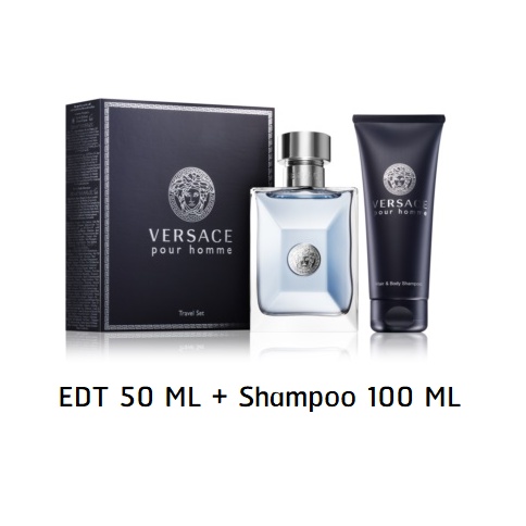 (50 ML) - Set Versace Pour Homme 50 ml + Hair & Body Shampoo 100 ml กล่องซีล ป้ายคิงพาวเวอร์