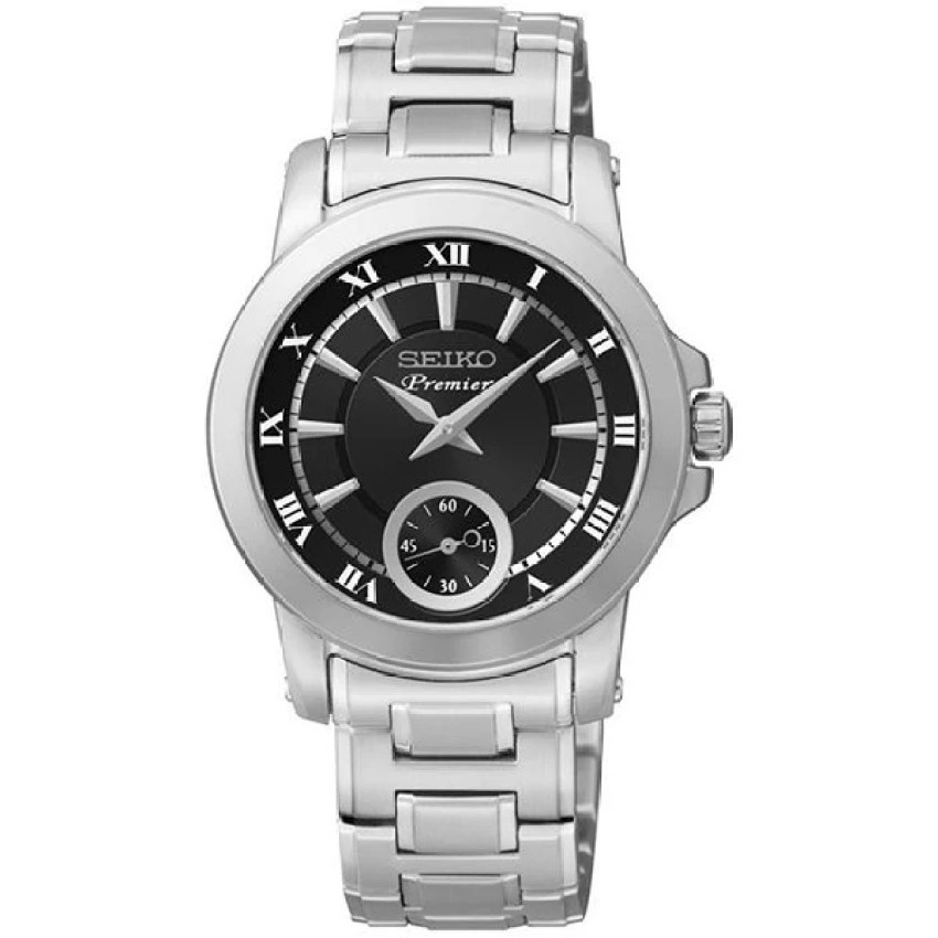 SEIKO Premier นาฬิกาข้อมือผู้หญิง สีเงิน/สีดำ สายสแตนเลส รุ่น SRKZ67P1