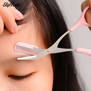 SLIPRAIN ♥ Stainless Steel Eyebrow Scissor Comb Facial Hair Shaver