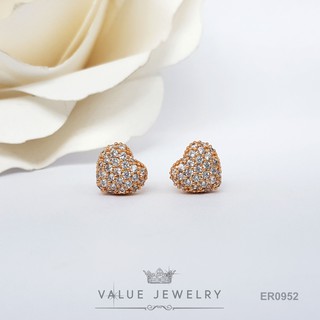 ต่างหูแป้น ฝังคริสตัลแท้ ลายหัวใจ Heart ทรงโค้ง มี2สี ขนาดพอ…