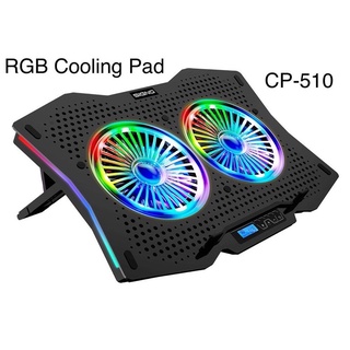 พัดลมรองโน๊ตบุ๊ค SIGNO (CP-510) SPECTRO RGB GAMING COOLING PAD พัดลม 2 ตัวไฟ RGB สวยๆเย็นๆ