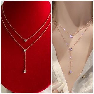 สร้อยจี้เพชร [ 110 ] สร้อยคอจี้เพชร สร้องทองชุบ 18k งานน่ารัก ๆ พร้อมส่ง