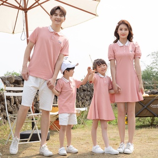 ชุดเสื้อครอบครัวเสื้อครอบครัว เสื้อโปโล Family Dress Men Shirt Boy tshirt Women Girl Dress Mini Dress Family Mathing Outfits T-shirt Family Set