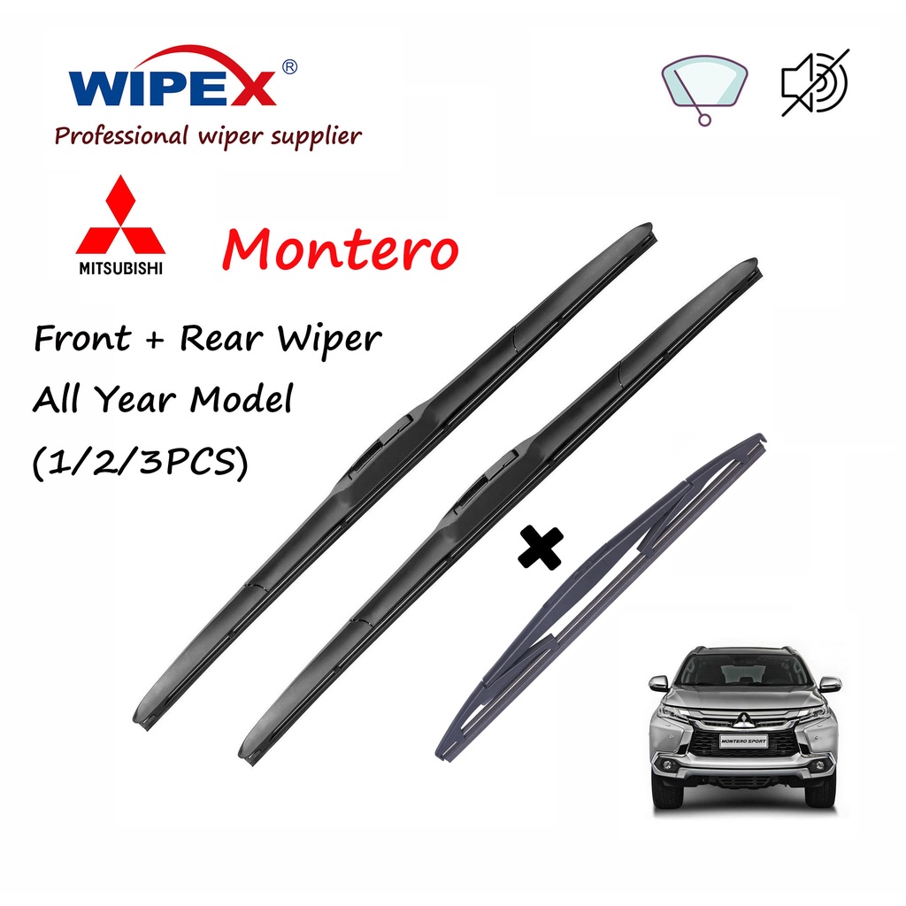 (คุณภาพ)Mitsubishi Montero 18&22+12 ชุดใบปัดน้ําฝนหน้า+หลัง (หน้า/หลัง) สําหรับ Gen 1/2Monty Sport Car Window Wiper(ซิลิโคนไฮบริด) จาก wipex
