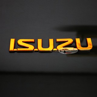 ป้ายโลโก้ ตัวนูน ISUZU ติดท้ายรถกระบะ สีส้ม วิบวับ สำหรับ All New Isuzu D-MAX 2012-2018